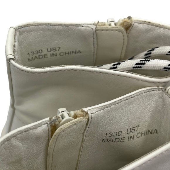 Moussy Open Toe Chunky Boots White Lace Up Ankle US 7 Combat Style - Picture 14 of 16